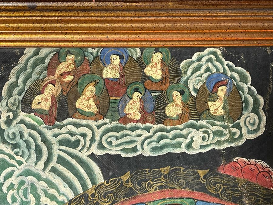 Antique Original Tibetan Thangka Painting 24.5 X 32.5 Nicely Framed - See Photos For Details	 [Photo 9]