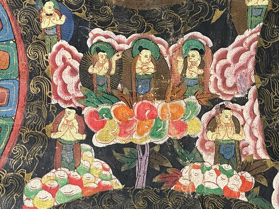 Antique Original Tibetan Thangka Painting 24.5 X 32.5 Nicely Framed - See Photos For Details	 [Photo 5]