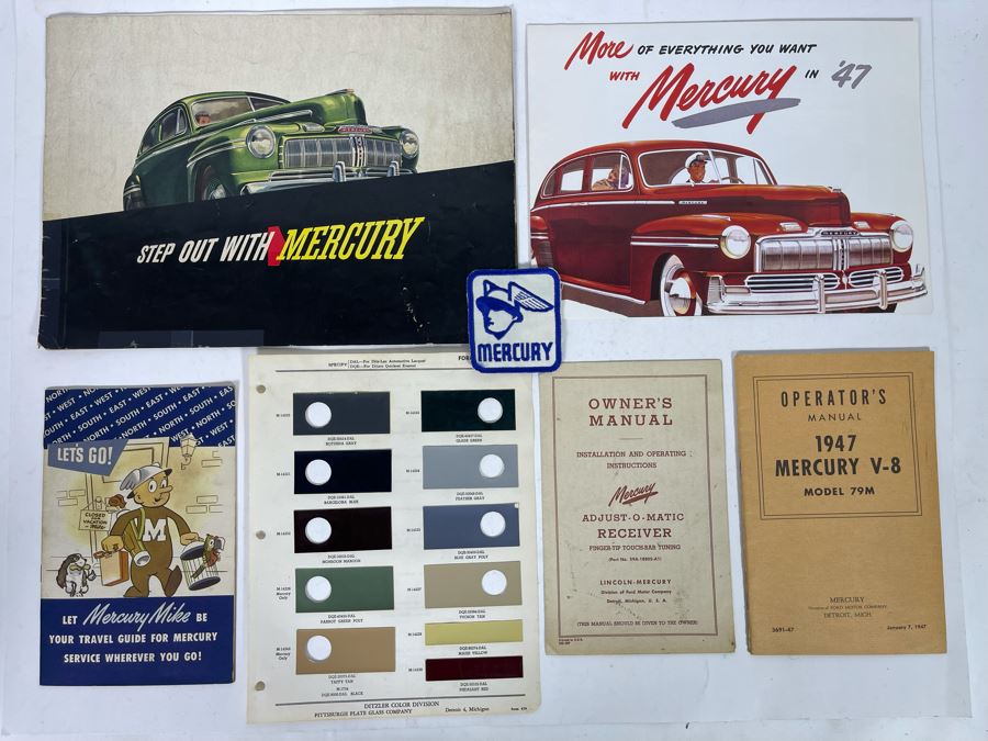 1947 Mercury V-8 Operator’s Manual And Various Vintage 1947 Mercury Automobile Ephemera