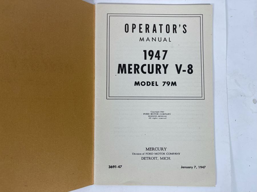 1947 Mercury V-8 Operator’s Manual And Various Vintage 1947 Mercury Automobile Ephemera [Photo 26]