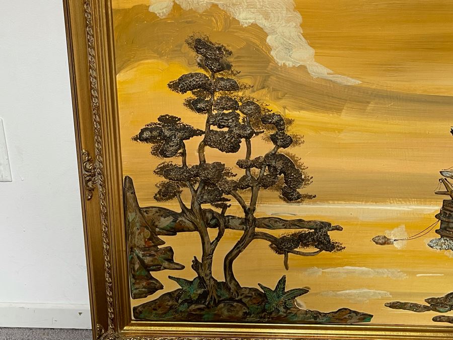 Vintage 3D Relief Ship Nautical Artwork Framed 53 X 30 [Photo 4]