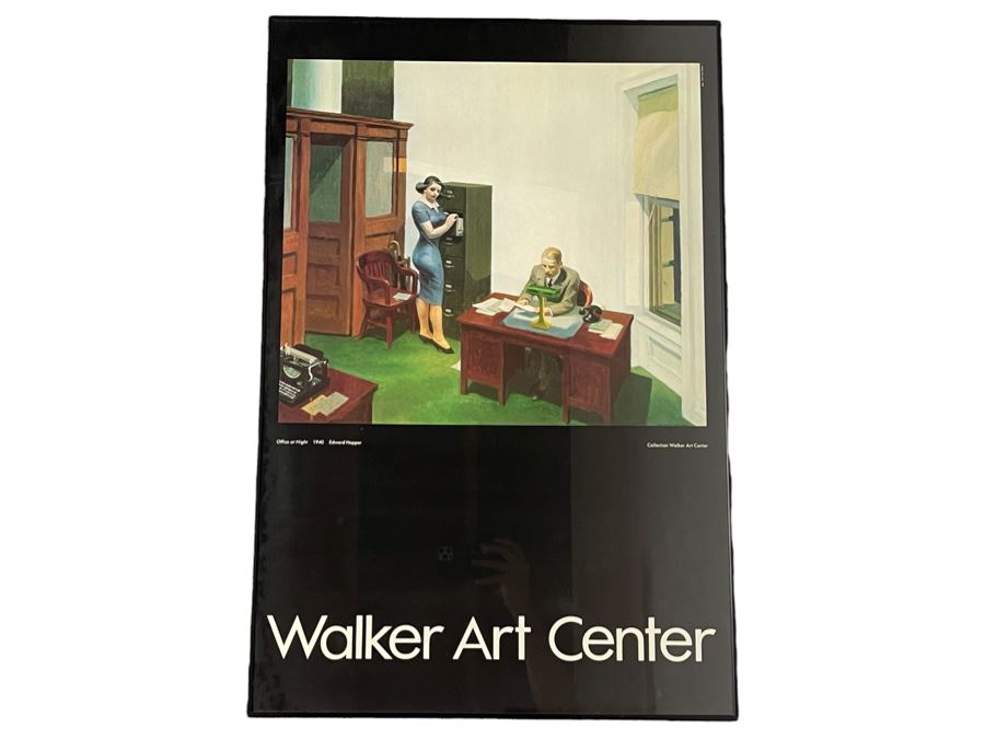Vintage Edward Hopper Office At Night 1940 Walker Art Center Framed Poster 22 X 33