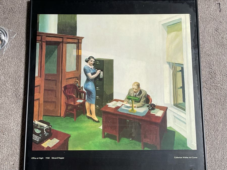 Vintage Edward Hopper Office At Night 1940 Walker Art Center Framed   47455 Y0r6 