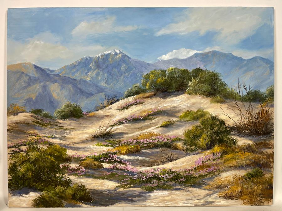 Original Jackie Lewis Bowker Palm Springs Area Desert Painting 40 X 30 [Photo 2]