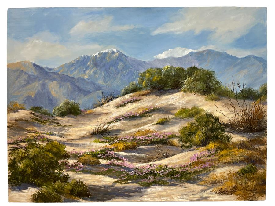 Original Jackie Lewis Bowker Palm Springs Area Desert Painting 40 X 30