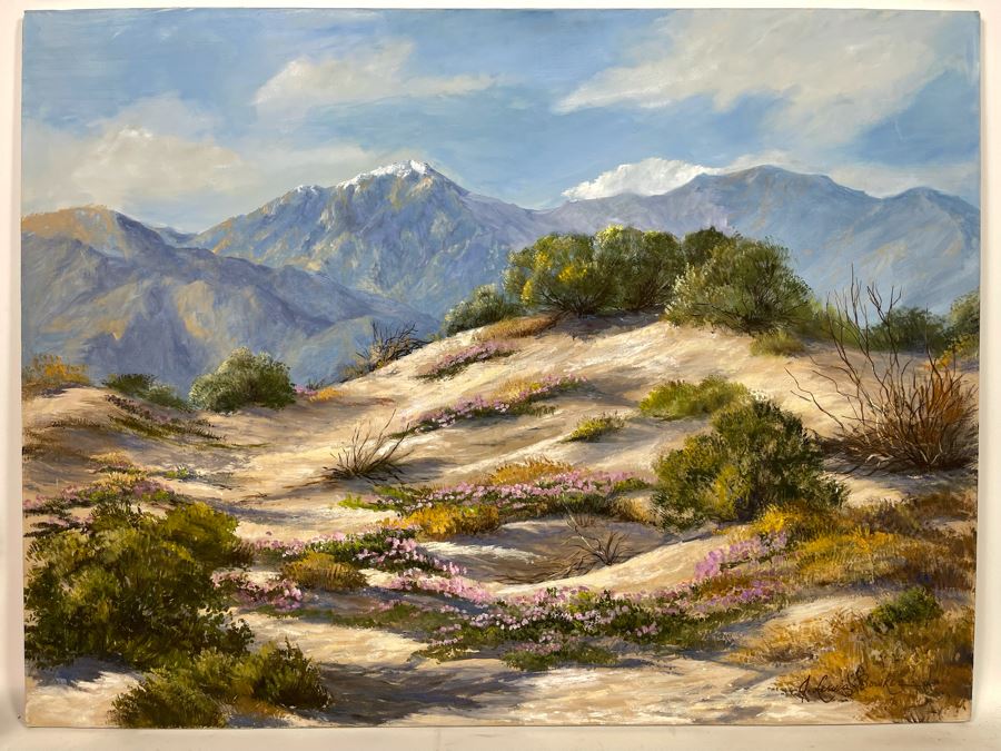 Original Jackie Lewis Bowker Palm Springs Area Desert Painting 40 X 30 [Photo 3]