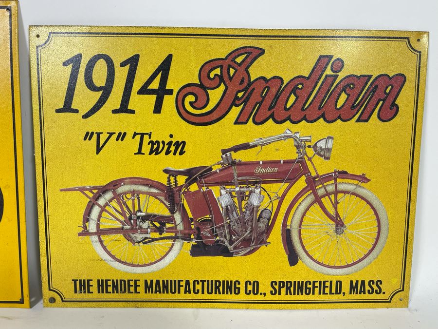 Pair Of Reproduction Indian Motorcycle Metal Signs Apx 16 X 12  [Photo 5]