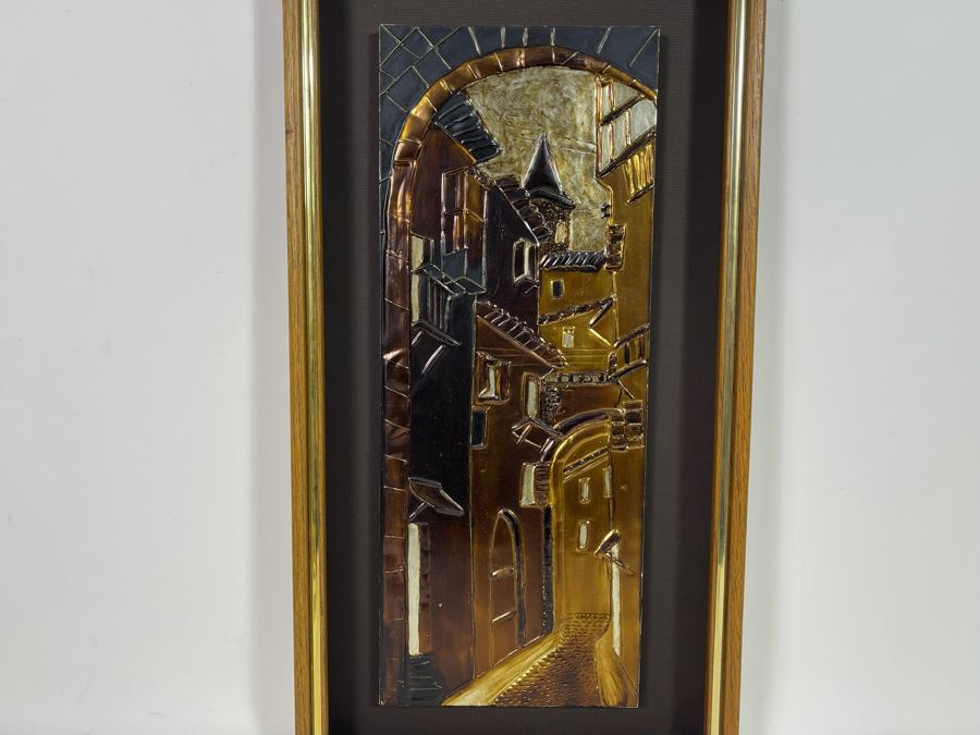 Embossed Metal City Scene Artwork Framed 12 X 23 [Photo 2]