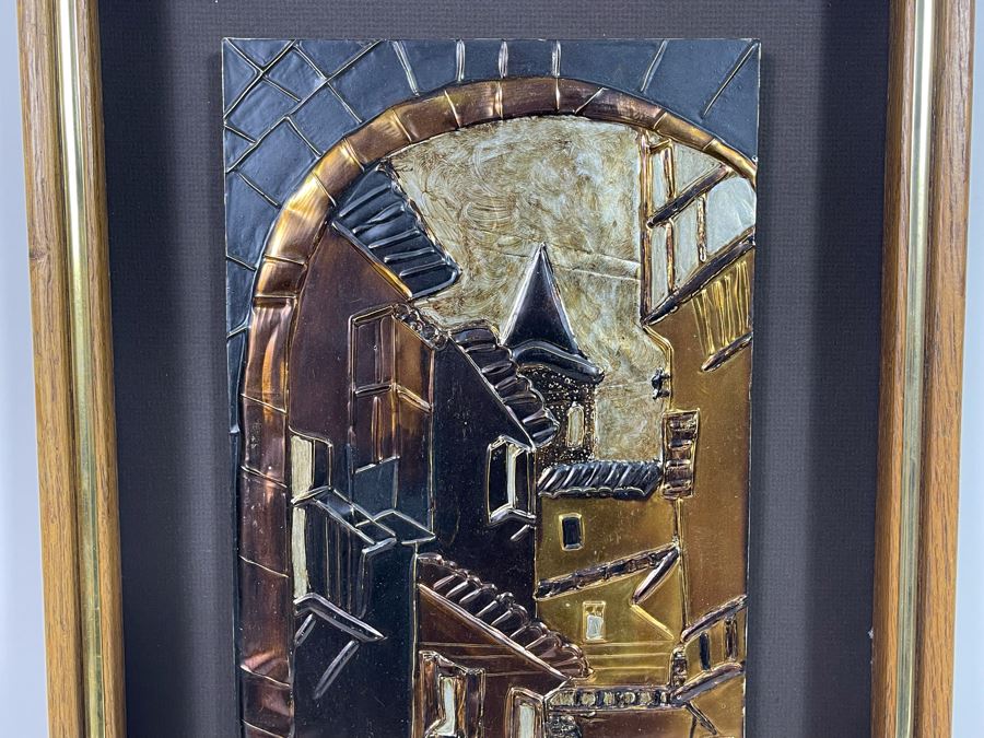 Embossed Metal City Scene Artwork Framed 12 X 23 [Photo 3]