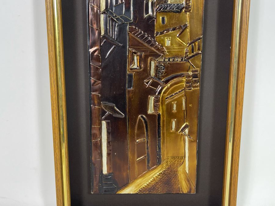 Embossed Metal City Scene Artwork Framed 12 X 23 [Photo 4]