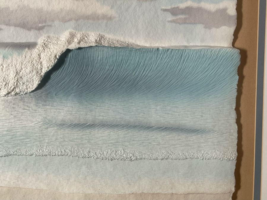 3D Ocean Breaking Wave Paper Artwork Signed Wess Framed 41 X 31 [Photo 10]