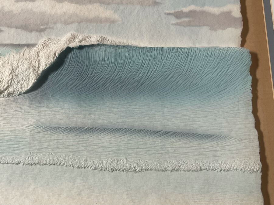 3D Ocean Breaking Wave Paper Artwork Signed Wess Framed 41 X 31 [Photo 9]