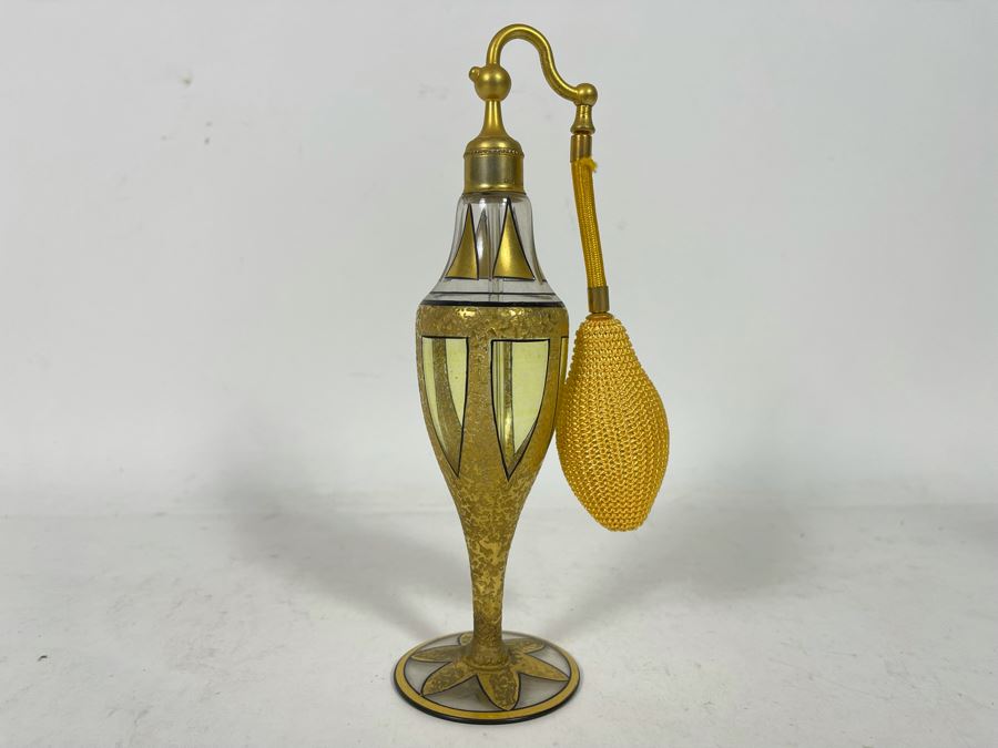 DeVilbiss Hand Painted Glass Perfume Bottle 8H [Photo 3]