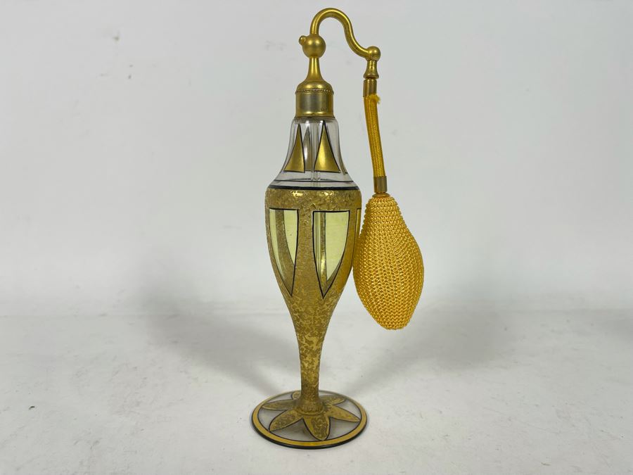 DeVilbiss Hand Painted Glass Perfume Bottle 8H [Photo 2]