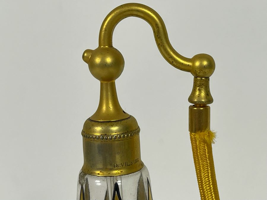 DeVilbiss Hand Painted Glass Perfume Bottle 8H [Photo 5]