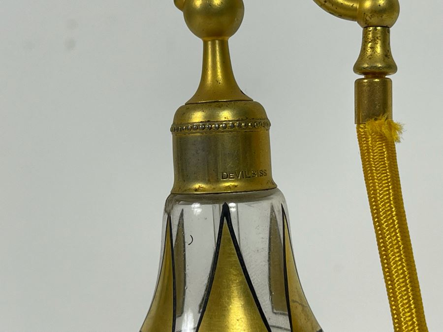 DeVilbiss Hand Painted Glass Perfume Bottle 8H [Photo 4]