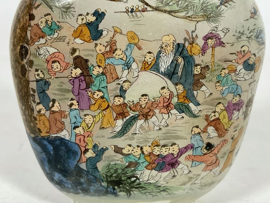 Chinese Reverse Painted Snuff Bottle With Jade Top 2.5W X 3.5H [Photo 12]