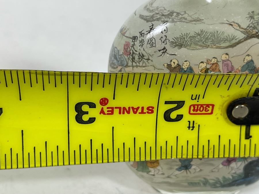 Chinese Reverse Painted Snuff Bottle With Jade Top 2.5W X 3.5H [Photo 20]