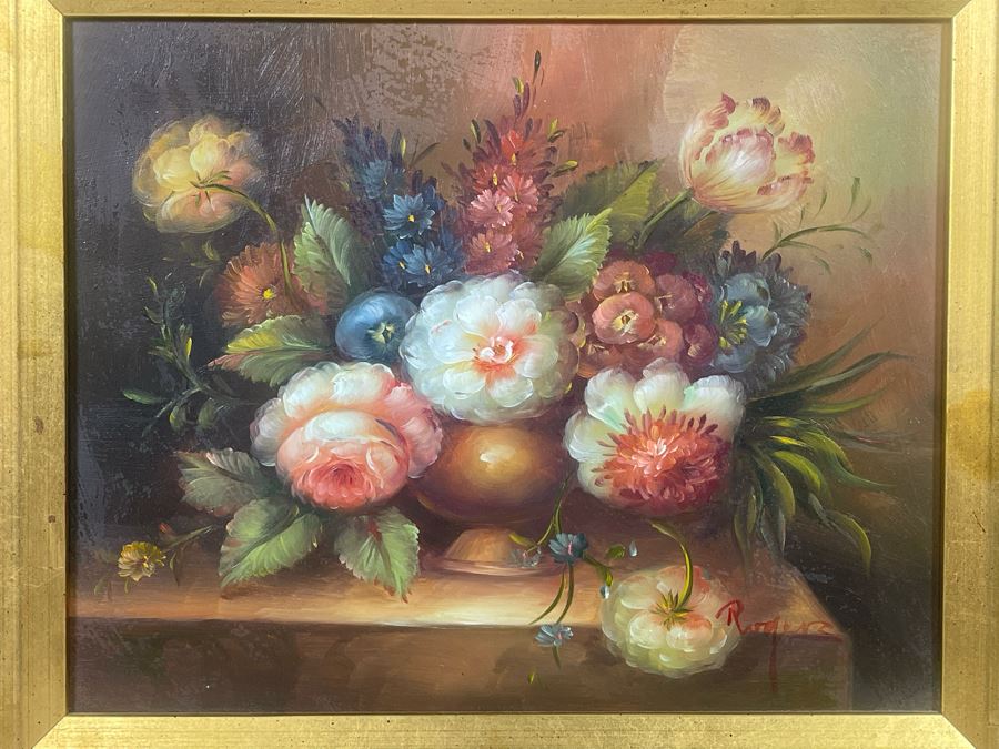 Vintage Original Still Life Painting Framed 18 X 16 [Photo 3]