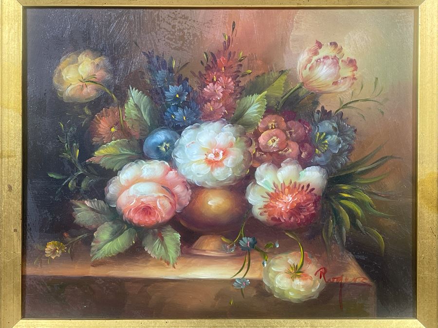 Vintage Original Still Life Painting Framed 18 X 16 [Photo 4]
