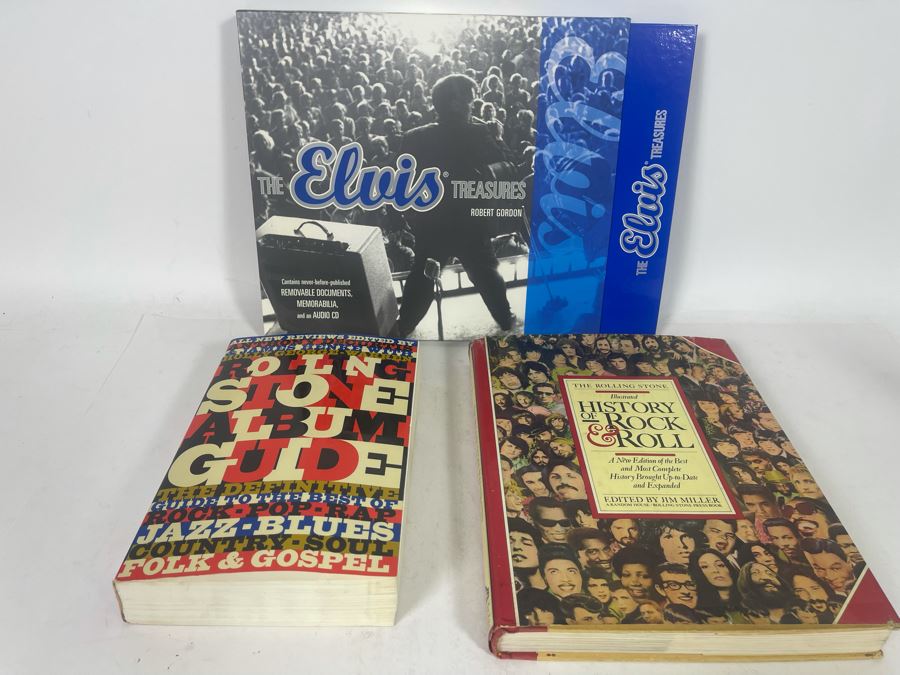 The Elvis Treasures Book By Robert Gordon, Rolling Stones Album Guide & The History Of Rock & Roll Book [Photo 1]