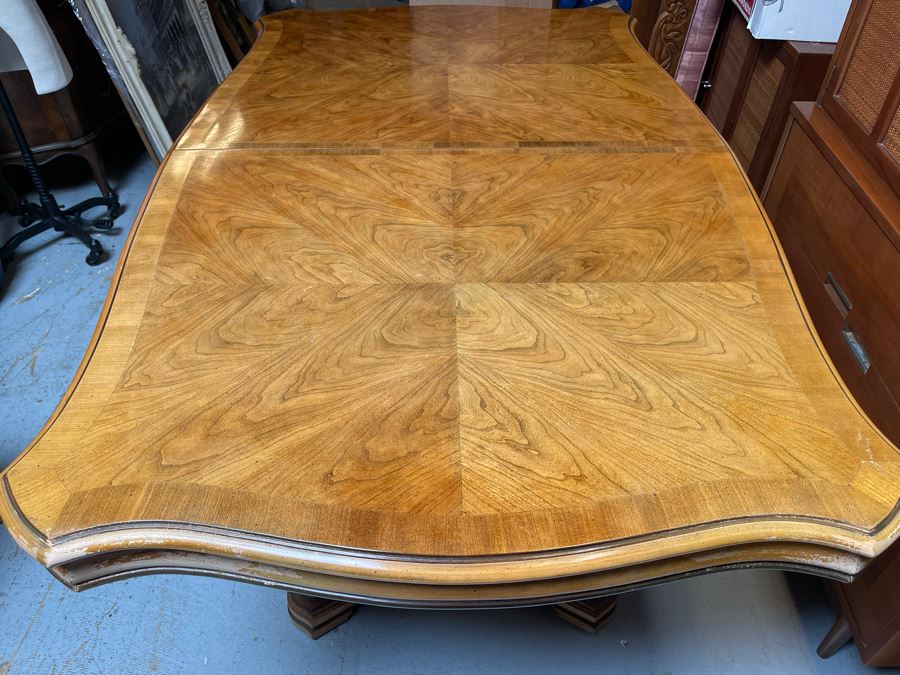 Formal Dining Table With Eight Cane Back Chairs With 2 Leaves From La Jolla Estate 69W X 44D X 30H - See Photos [Photo 7]