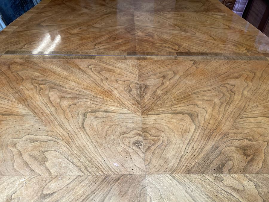 Formal Dining Table With Eight Cane Back Chairs With 2 Leaves From La Jolla Estate 69W X 44D X 30H - See Photos [Photo 10]