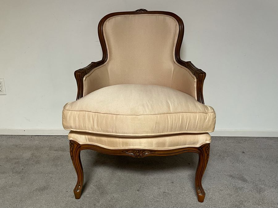 JUST ADDED - Thomasville Wooden Ulpholsted Armchair 25W X 25D X 37H [Photo 1]