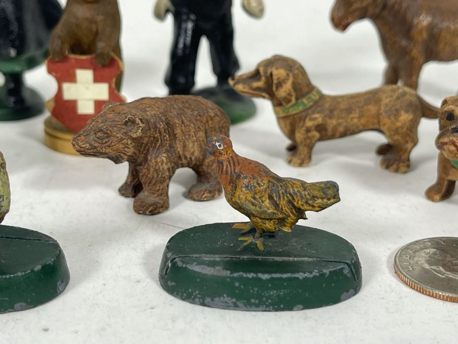 JUST ADDED - Collection Of Various Miniature Vintage Figurines: Metal, Carved Stone, Wood, Porcelain [Photo 5]