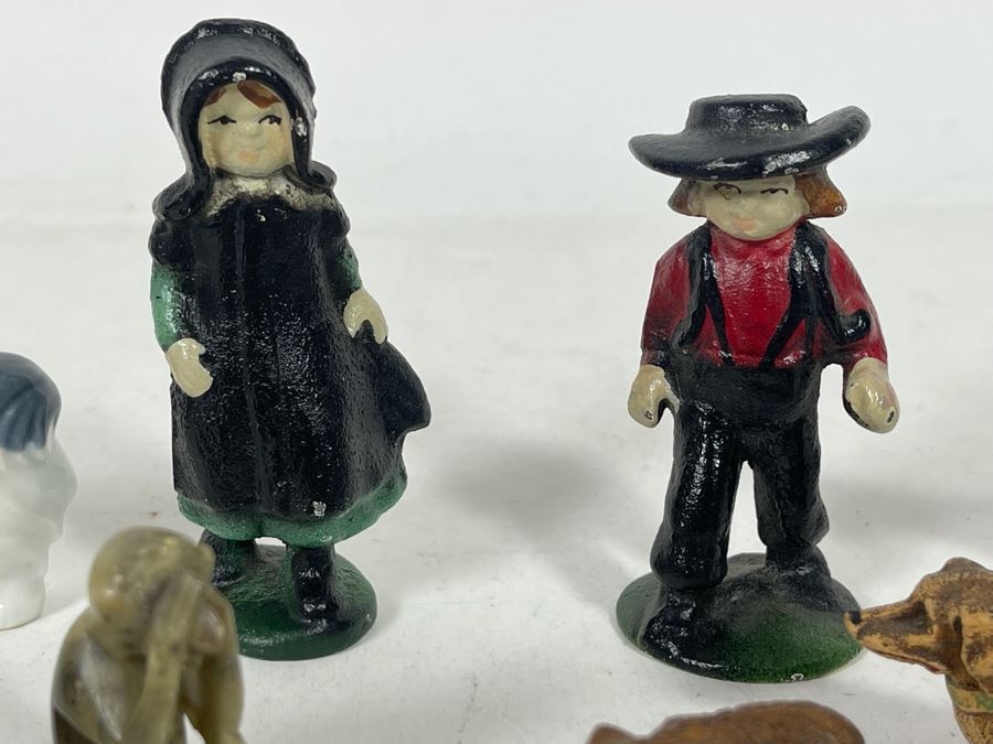 JUST ADDED - Collection Of Various Miniature Vintage Figurines: Metal, Carved Stone, Wood, Porcelain [Photo 15]
