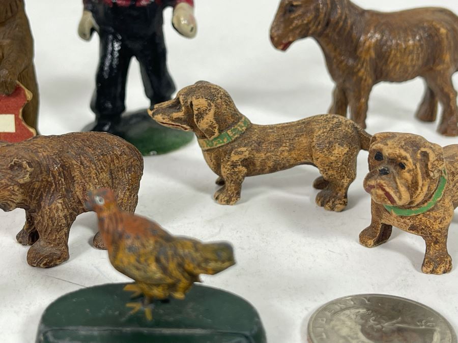 JUST ADDED - Collection Of Various Miniature Vintage Figurines: Metal, Carved Stone, Wood, Porcelain [Photo 6]