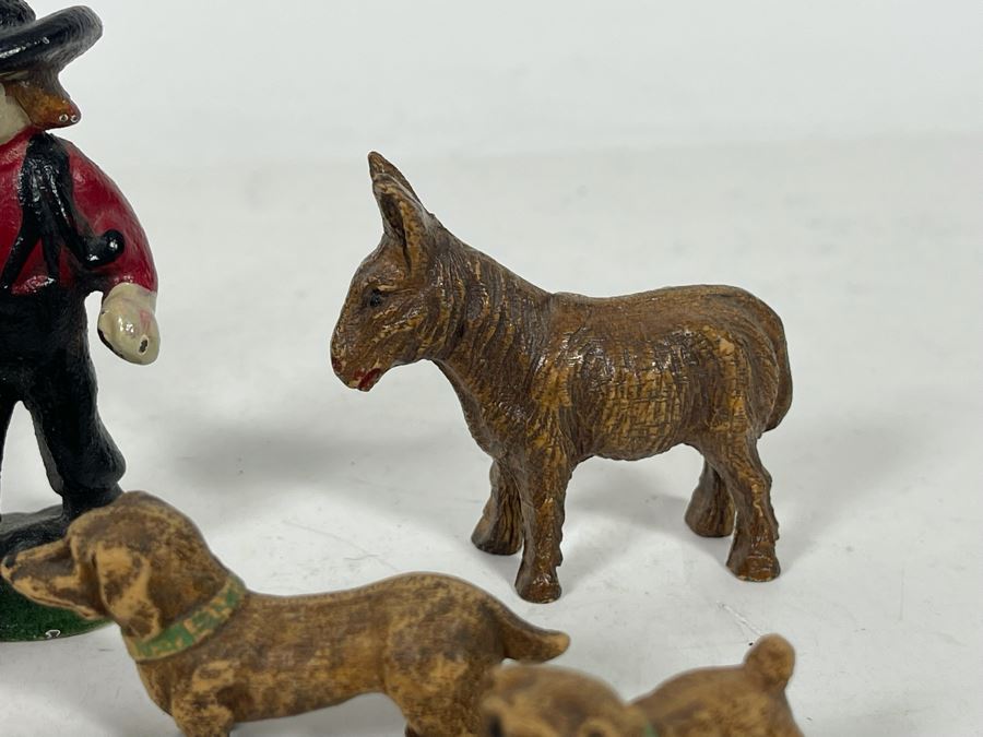 JUST ADDED - Collection Of Various Miniature Vintage Figurines: Metal, Carved Stone, Wood, Porcelain [Photo 8]
