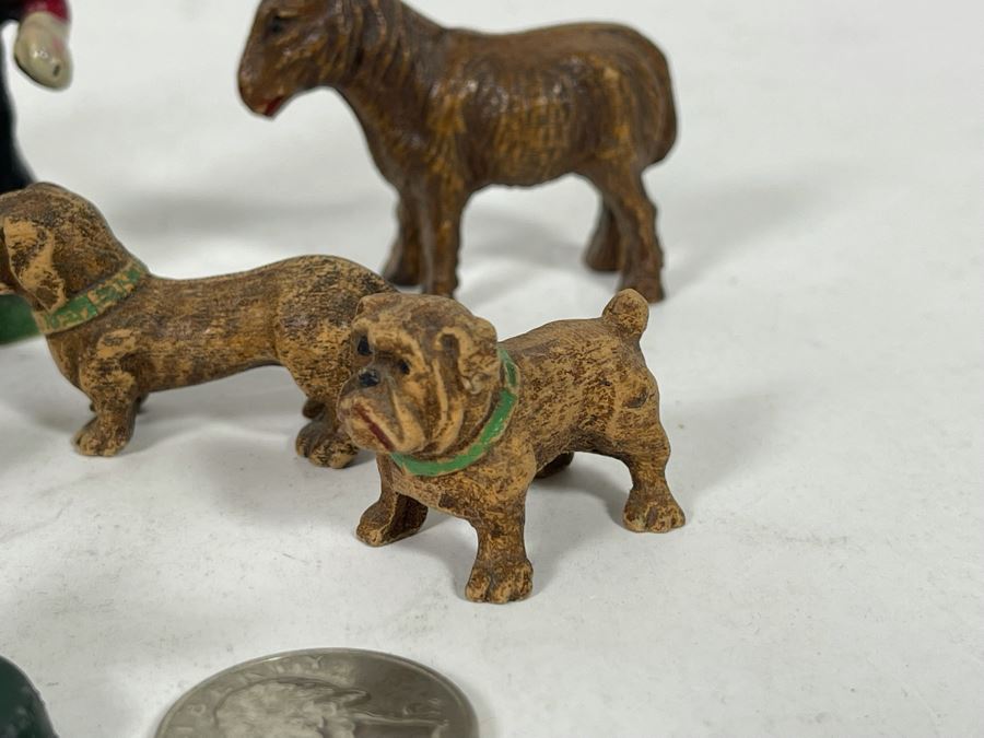 JUST ADDED - Collection Of Various Miniature Vintage Figurines: Metal, Carved Stone, Wood, Porcelain [Photo 7]