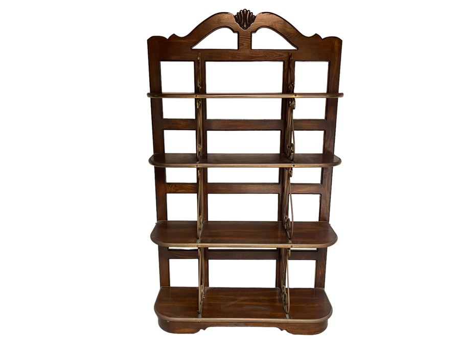 JUST ADDED - Fabulous Wood / Brass Bakers Rack 48W X 14D X 79H [Photo 2]