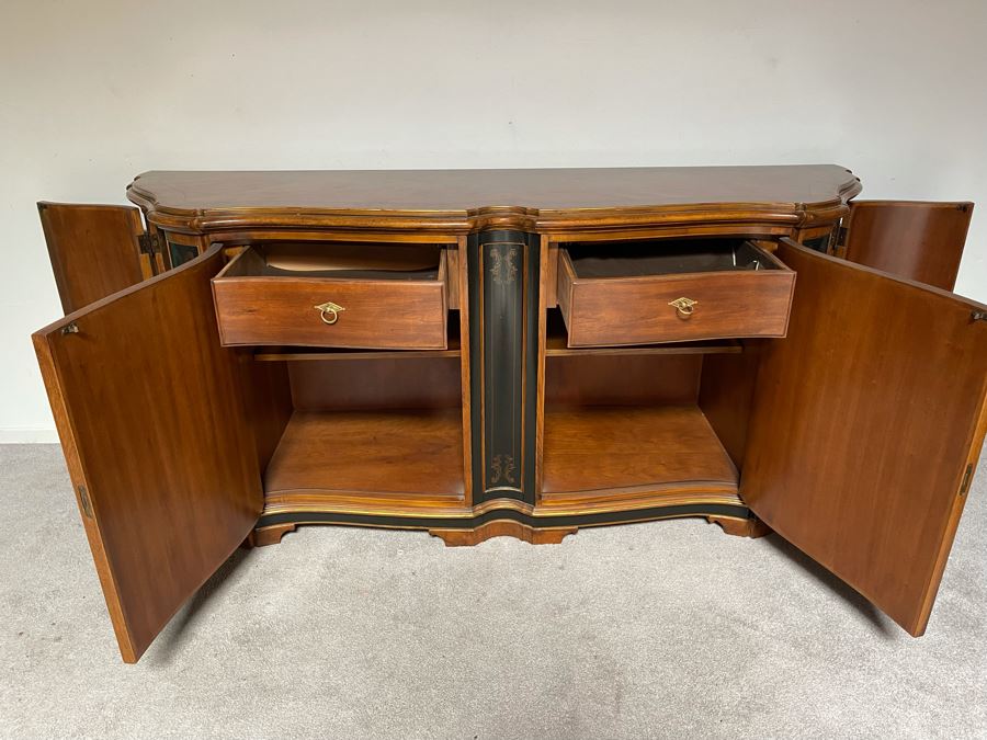 JUST ADDED - Stunning Drexel Heritage Sideboard Buffet Cabinet 76W X 22D X 35H (Don’t Have Key But Doors Open) [Photo 11]