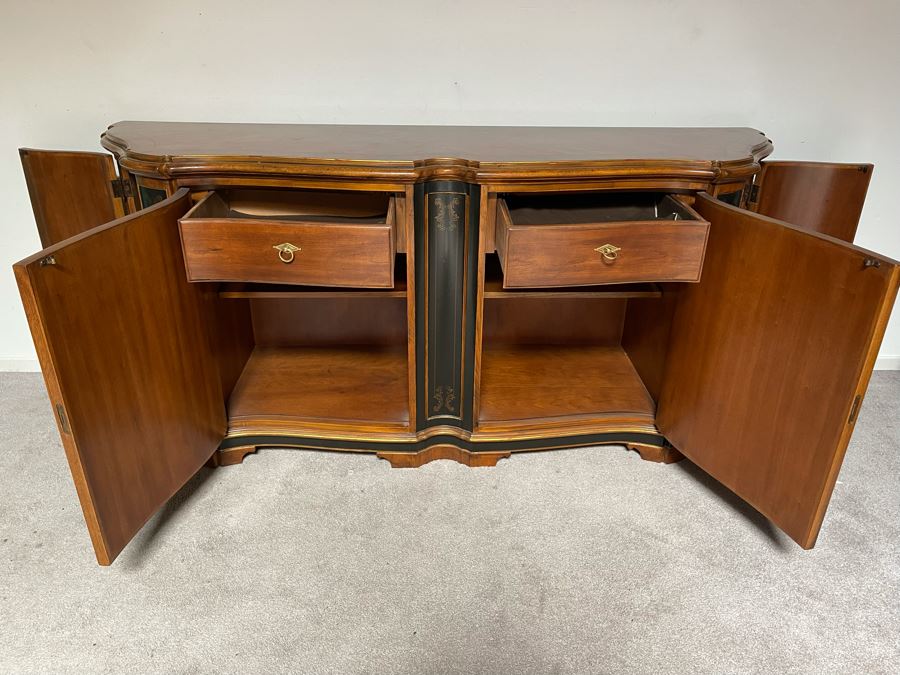 JUST ADDED - Stunning Drexel Heritage Sideboard Buffet Cabinet 76W X 22D X 35H (Don’t Have Key But Doors Open) [Photo 12]