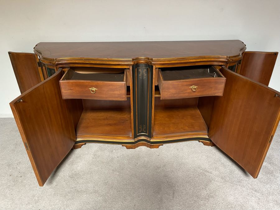 JUST ADDED - Stunning Drexel Heritage Sideboard Buffet Cabinet 76W X 22D X 35H (Don’t Have Key But Doors Open) [Photo 13]