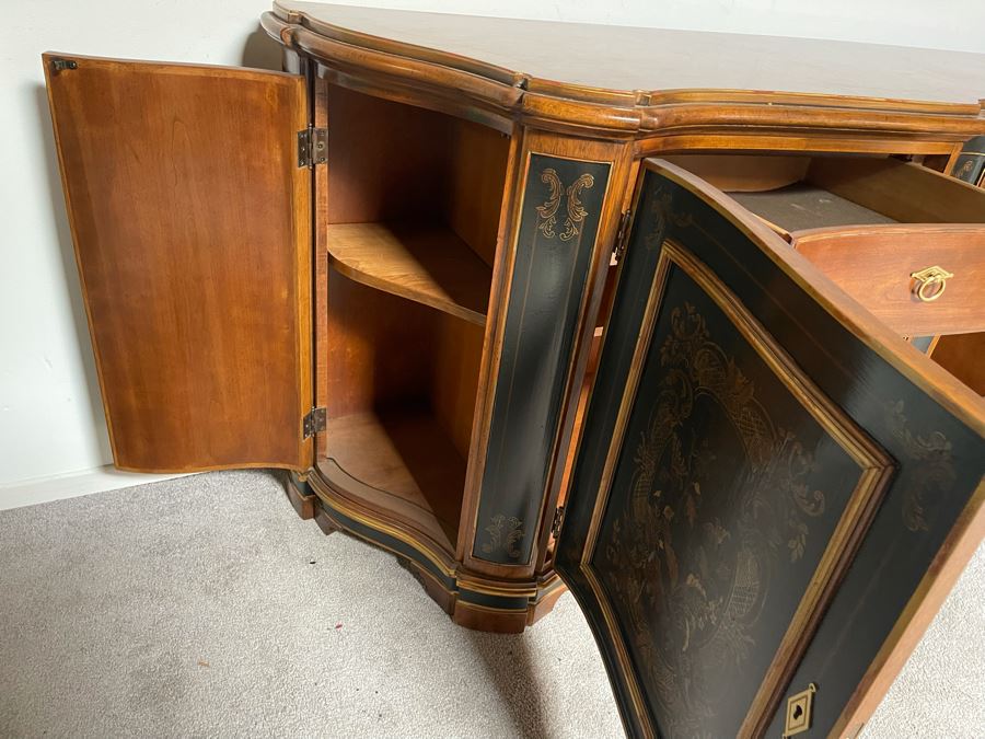 JUST ADDED - Stunning Drexel Heritage Sideboard Buffet Cabinet 76W X 22D X 35H (Don’t Have Key But Doors Open) [Photo 14]