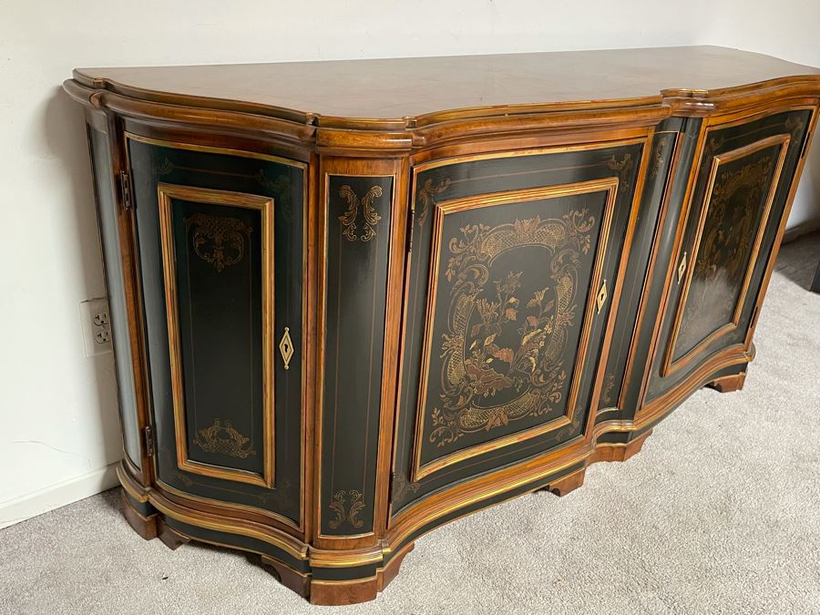 JUST ADDED - Stunning Drexel Heritage Sideboard Buffet Cabinet 76W X 22D X 35H (Don’t Have Key But Doors Open) [Photo 10]