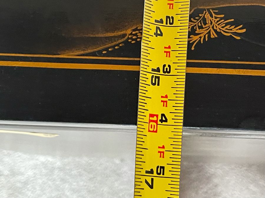 JUST ADDED - Chinese Black Display Cabinet With Overhead Lighting (See Photos For Ding On Side) 36W X 16D X 29H) [Photo 18]