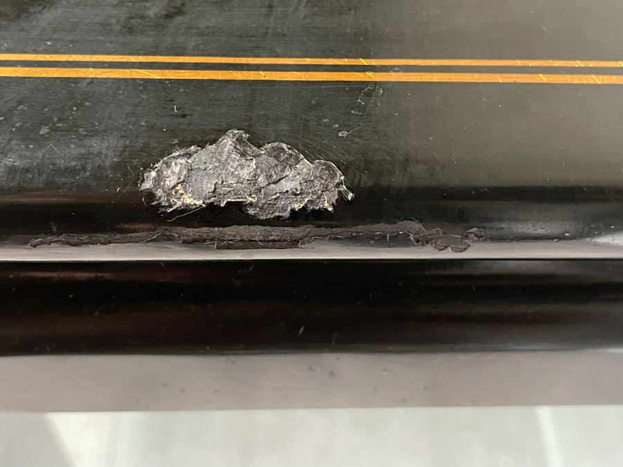 JUST ADDED - Chinese Black Display Cabinet With Overhead Lighting (See Photos For Ding On Side) 36W X 16D X 29H) [Photo 2]