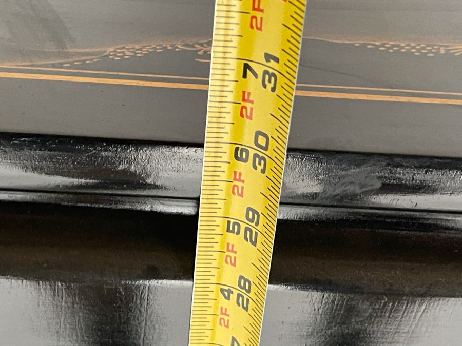 JUST ADDED - Chinese Black Display Cabinet With Overhead Lighting (See Photos For Ding On Side) 36W X 16D X 29H) [Photo 19]