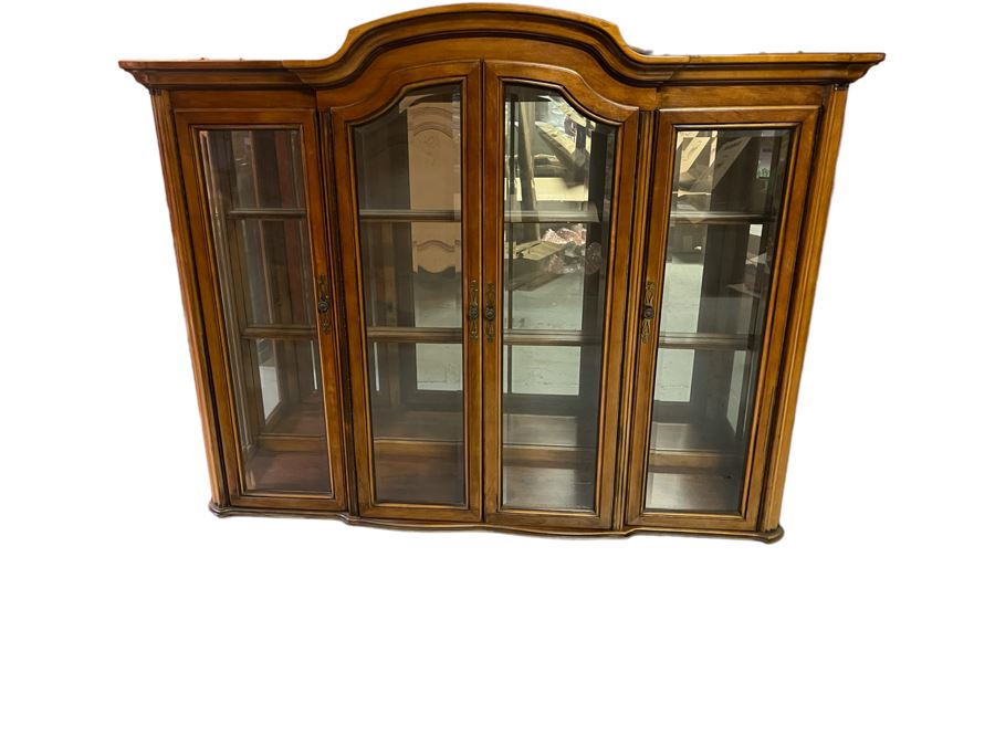 JUST ADDED - Bernhardt Flair Division Credenza With Hutch China Cabinet 68W X 19.5D X 84H *Lighting Varied Shooting Hutch / Cabinet* (La Jolla Estate) [Photo 3]