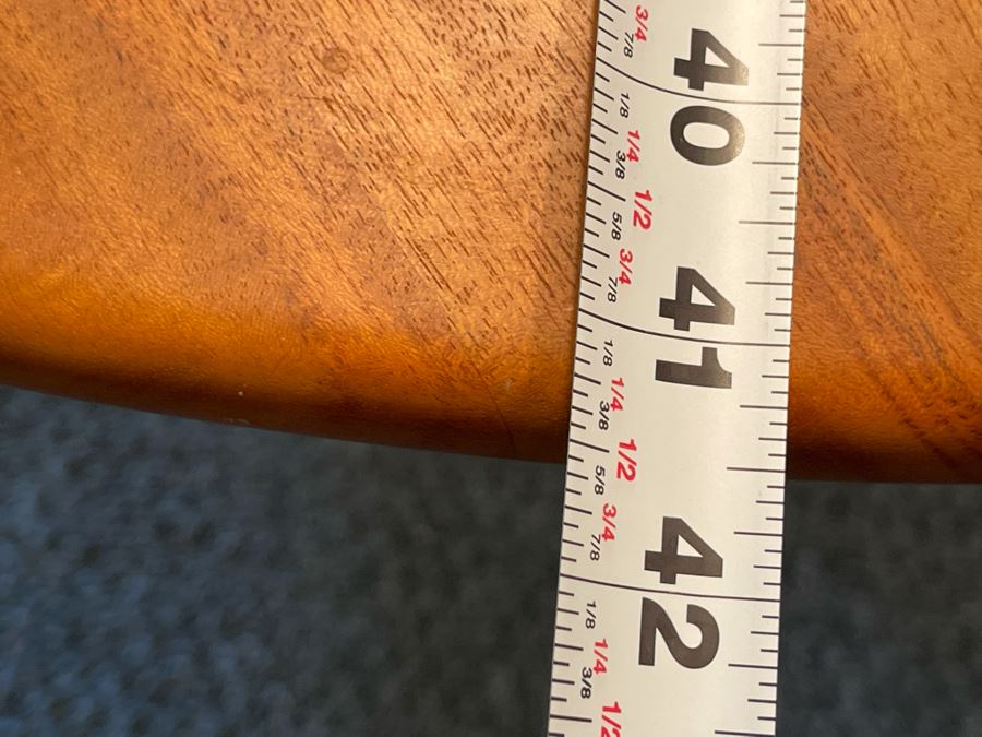 Set Of Four Norwegian TOTEM Dining Chairs By Torstein Nilsen For Westnofa Furniture And Teak Pedestal Dining Table By Sun Cabinet Co 41.5R X 28H [Photo 23]