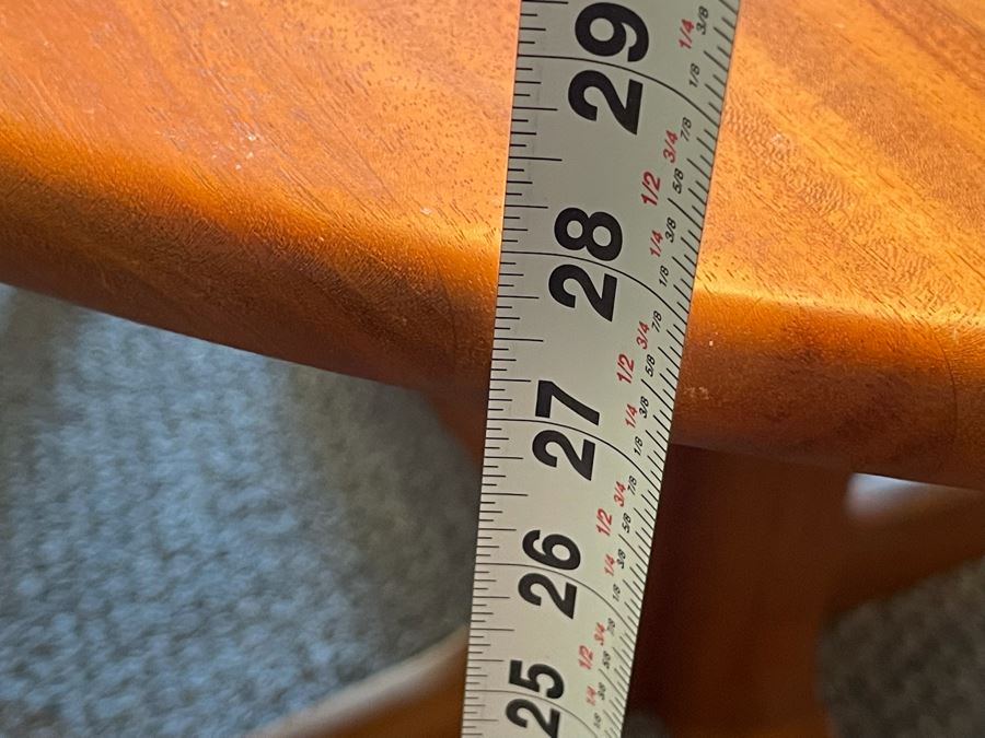 Set Of Four Norwegian TOTEM Dining Chairs By Torstein Nilsen For Westnofa Furniture And Teak Pedestal Dining Table By Sun Cabinet Co 41.5R X 28H [Photo 24]