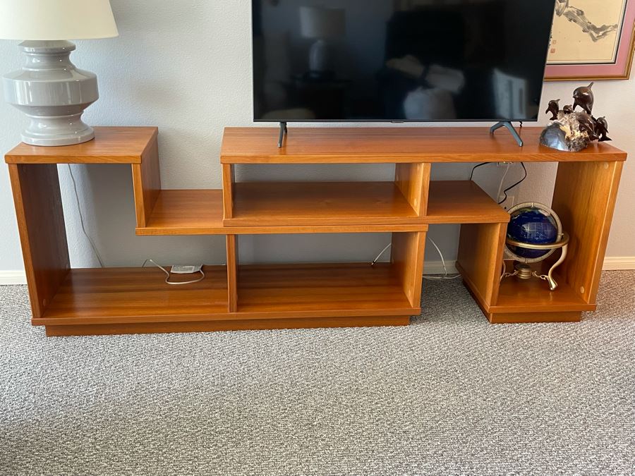 Vintage Danish Modern Style Teak TwoPiece Adjustable Low Bookcase