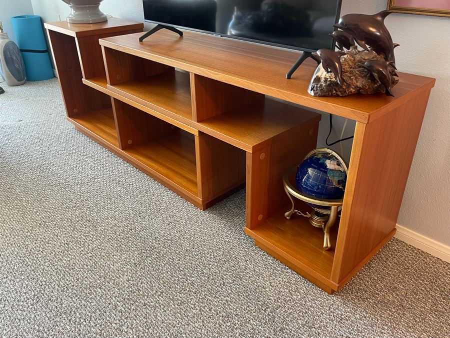 Vintage Danish Modern Style Teak Two-Piece Adjustable Low Bookcase Etagere By Sun Cabinet Co Each Piece Is 59W X 18D X 28.5H [Photo 4]