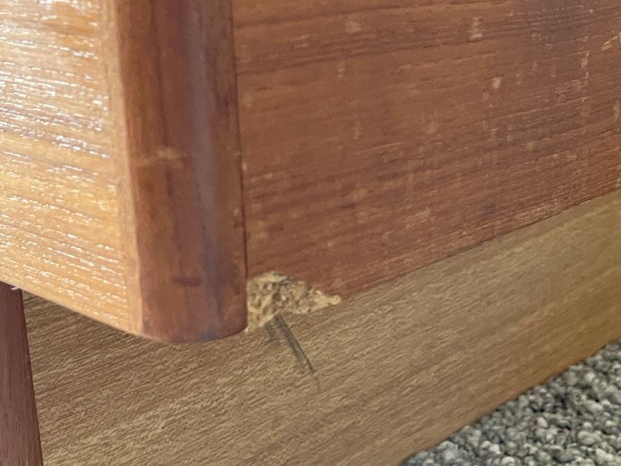 Veneered Teak Platform Bed With Floating Nightstands - See Photos For Cosmetic Damage [Photo 9]