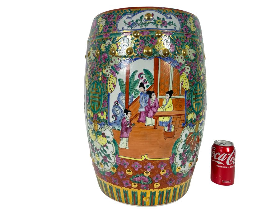 Chinese Hand Painted Garden Stool 14W X 18H [Photo 1]