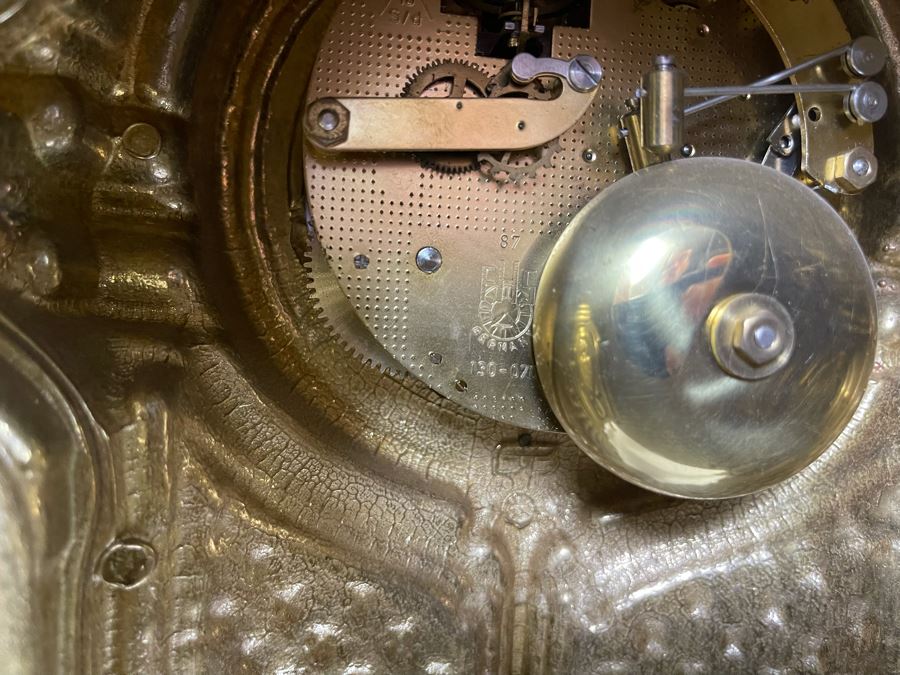 Ornate Brass Imperial Clock With Matching Brass Candelabras 24H - Clock Works But Stops - Will Need Servicing [Photo 19]